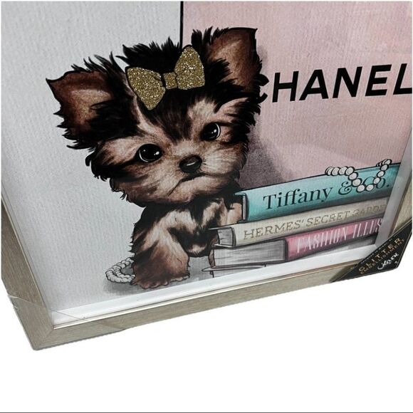 YORKIE Shadow Box Designer Bow Fashion Wall ArtBooks Decor Dog Paris Shopping - Picture 3 of 8